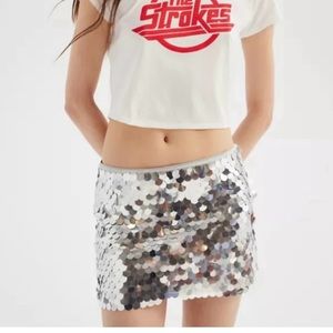 Urban Outfitters Silver Sequin Mini Skirt